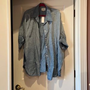 Oversized jean button up